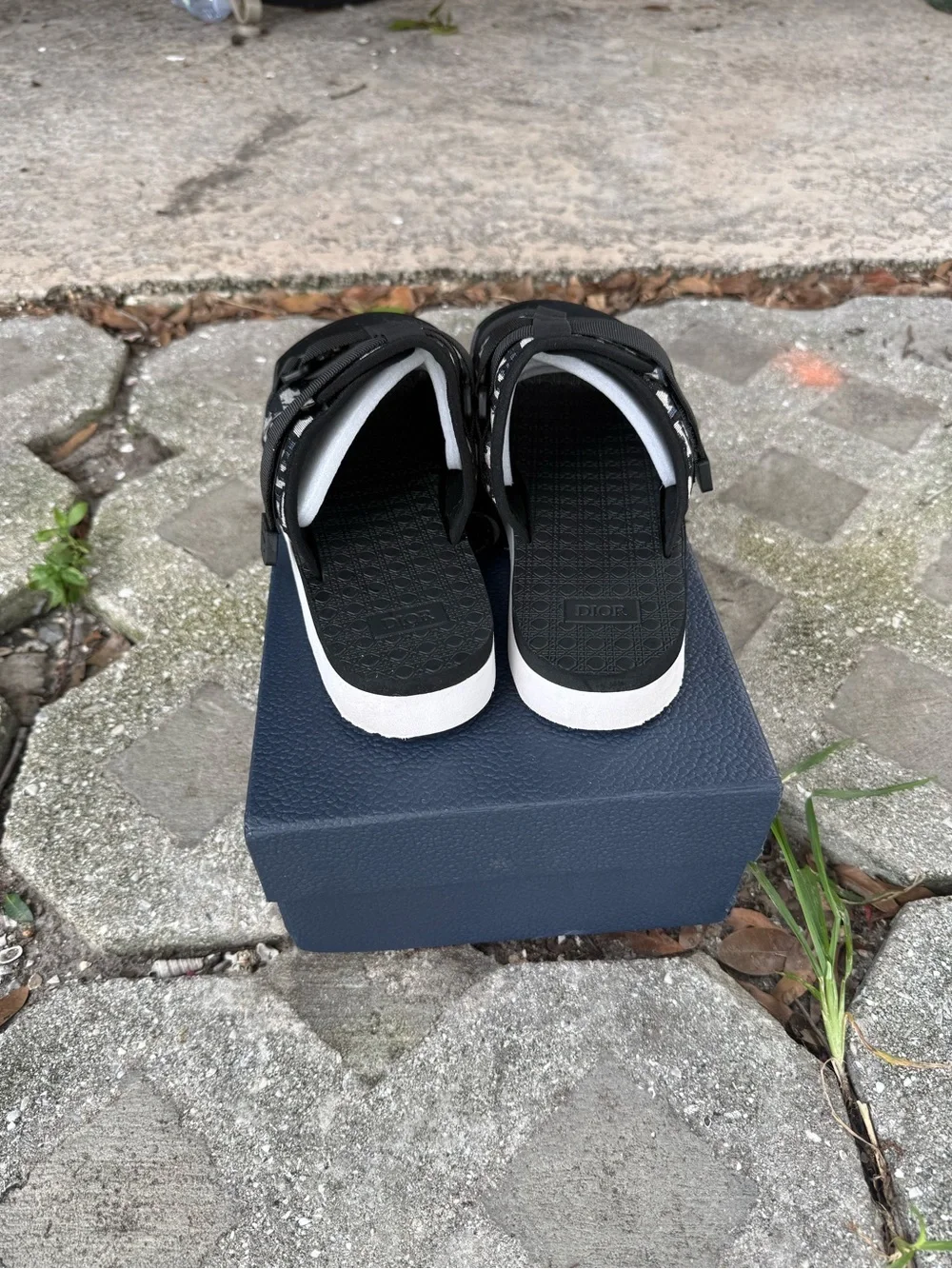 Dior black and white slides